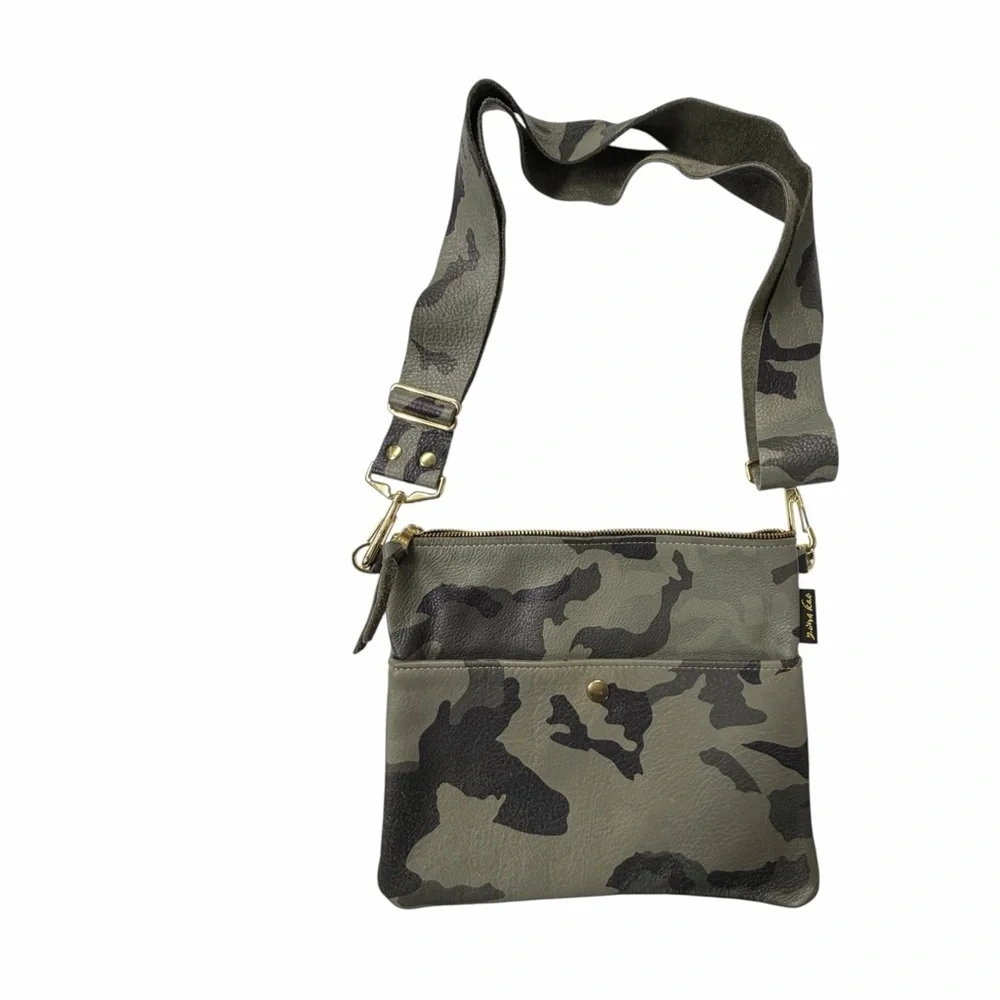 Zina Kao soft leather adjustable strap Urban Camouflage Messenger Bag